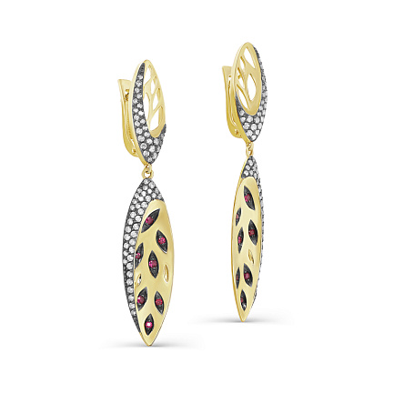 Серьги с английским замком из желтого золота с бриллиантами