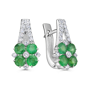 Серьги с английским замком из белого золота с бриллиантами