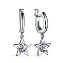 Серьги с английским замком из серебра с фианитом