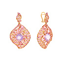 Серьги из красного золота с аметистами, сапфирами