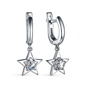 Серьги с английским замком из серебра с фианитом