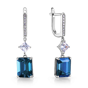 Серьги с английским замком из белого золота с бриллиантами