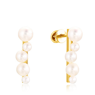 Пусеты из желтого золота с жемчугом