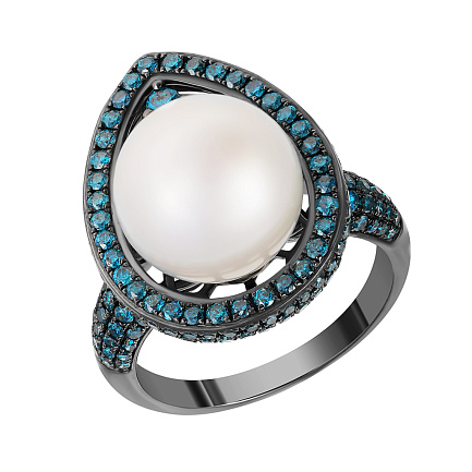 Кольцо из золота с бриллиантами, жемчугом