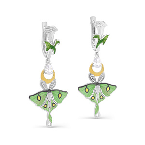 Серьги с английским замком из серебра с фианитами