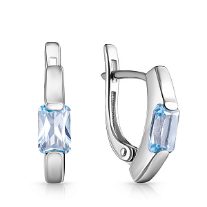 Серьги с английским замком из белого золота с топазом