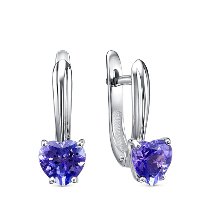 Серьги из белого золота с танзанитами