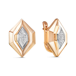 Серьги с английским замком из красного золота с бриллиантами