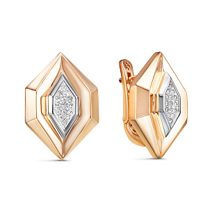 Серьги с английским замком из красного золота с бриллиантом