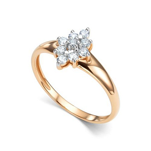 Кольцо из красного золота с бриллиантом