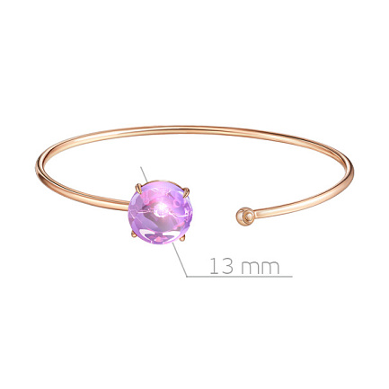 Браслет жесткий из красного золота с аметистом