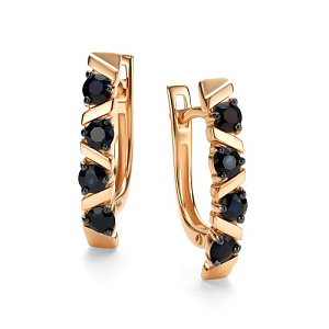 Серьги с английским замком из красного золота с сапфирами