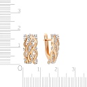 Серьги с английским замком из красного золота с фианитом