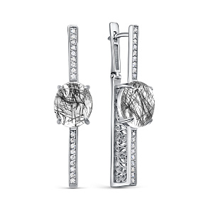 Серьги с английским замком из серебра с кварцем