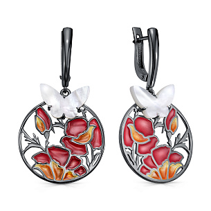 Серьги с английским замком из серебра с перламутрами