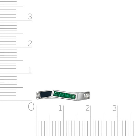 Кольцо из белого золота с бриллиантами, изумрудами