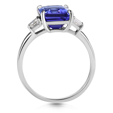 Кольцо из белого золота с бриллиантами, танзанитом