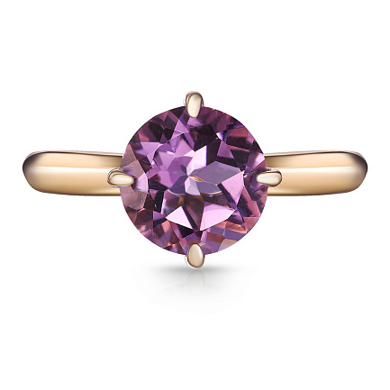 Кольцо из желтого золота с аметистом