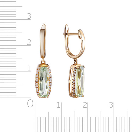 Серьги с английским замком из желтого золота с бриллиантами