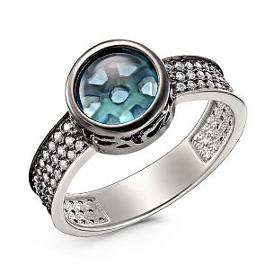 Кольцо из серебра с ситал, фианитами