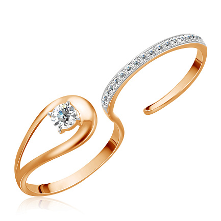 Кольцо из красного золота с фианитом