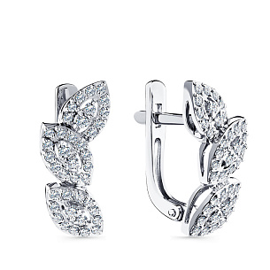 Серьги с английским замком из белого золота с бриллиантом