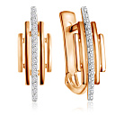 Серьги с английским замком из красного золота с фианитом