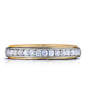 Кольцо обручальное из комбинированного золота с бриллиантами