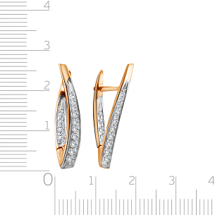 Серьги с английским замком из красного золота с фианитом