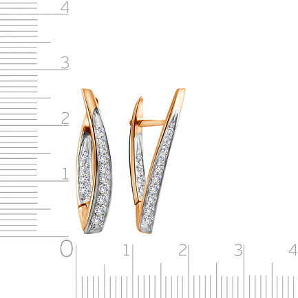 Серьги с английским замком из красного золота с фианитом