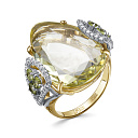 Кольцо из красного золота с бриллиантами, кварцем