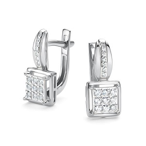 Серьги с английским замком из белого золота