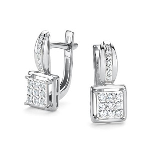 Серьги с английским замком из белого золота