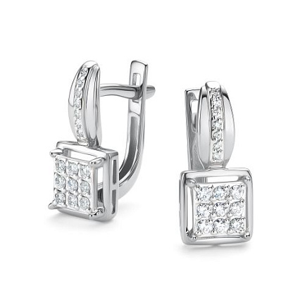 Серьги с английским замком из белого золота