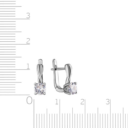 Серьги с английским замком из серебра с фианитом