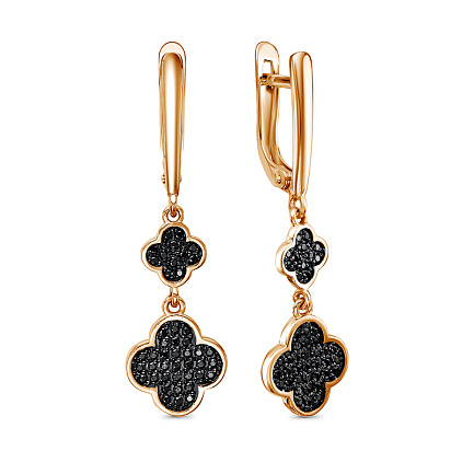 Серьги с английским замком из красного золота с фианитами