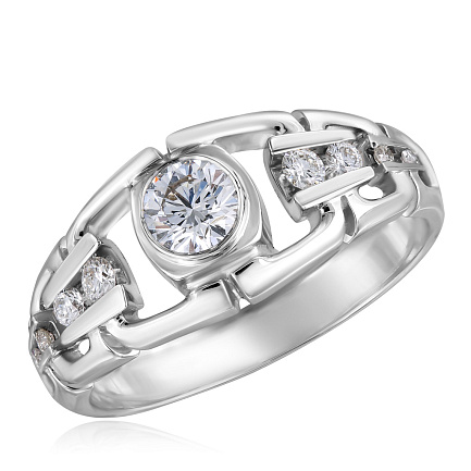 Печатка из белого золота с бриллиантами