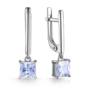 Серьги с английским замком из серебра с фианитом