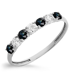 Кольцо из белого золота с сапфирами, бриллиантами