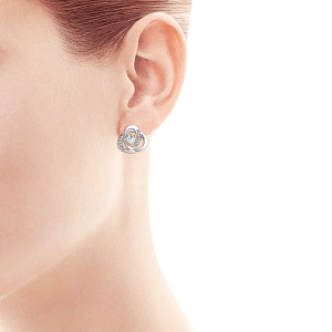 Серьги с английским замком из белого золота с бриллиантами