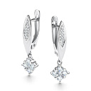 Серьги с английским замком из белого золота с бриллиантами