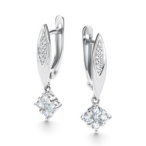 Серьги с английским замком из белого золота с бриллиантами