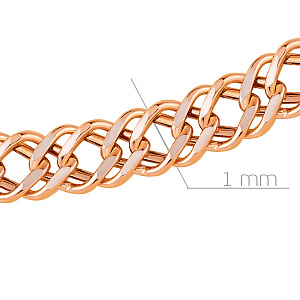 Цепь автомат из красного золота, плетение двойной ромб