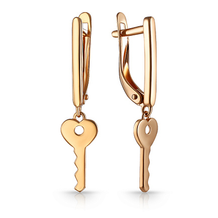 Серьги с английским замком из красного золота