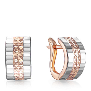 Серьги с английским замком из комбинированного золота