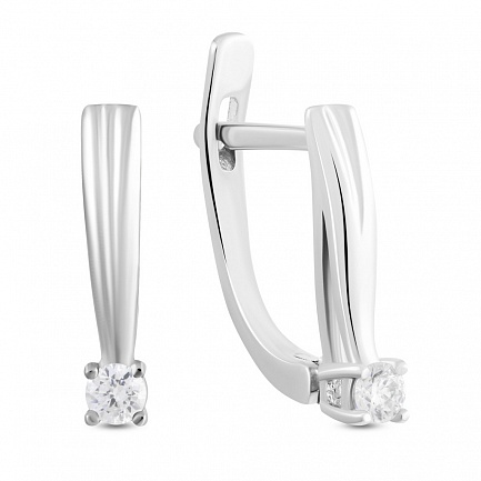 Серьги с английским замком из белого золота с бриллиантами