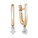 Серьги с английским замком из красного золота с бриллиантами