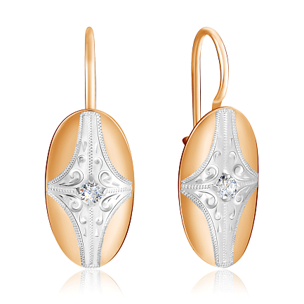 Серьги из красного золота с фианитом