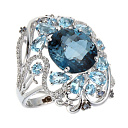 Кольцо из белого золота с бриллиантами, сапфирами