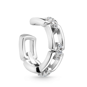 Серьга одиночная из серебра с фианитами